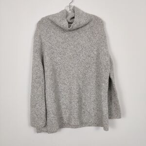 Monsoon Women's Wool Sweater Size Large Oversized Cozy Cowl Neck Heathered Gray